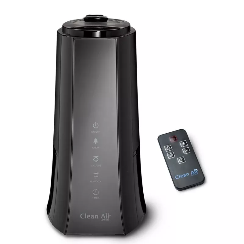 Clean Air Optima CA-603 humidificador ultrassónico com ionizador, 5 l, até 45 m², aromaterapia, higróstato, ecrã LCD, telecomando, preto