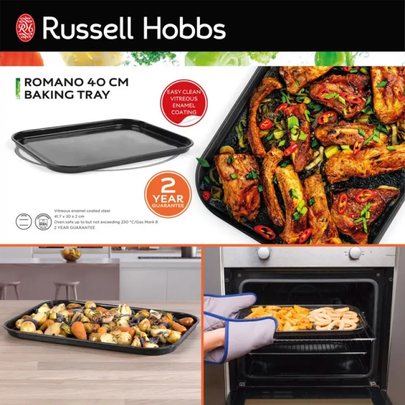 Tabuleiro de forno Russell Hobbs CW114411EU7 40cm - aço carbono, antiaderente, adequado para máquina de lavar louça