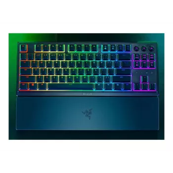 Teclado gaming mecânico Razer Ornata V3 Tenkeyless com fios RGB LED preto layout NORD