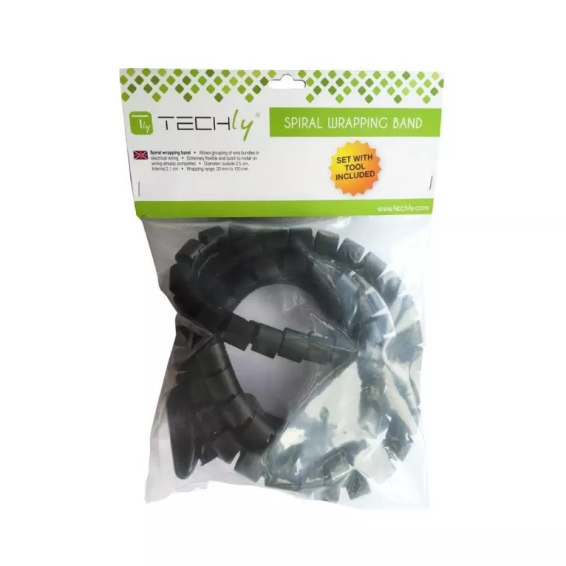 Gestão de cabos Techly 2,5 m, preto