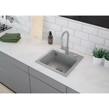 Torneira de cozinha DEANTE cinzento grafite monocomando latão bica em U orientável