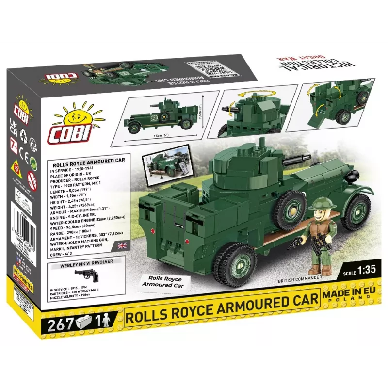 COBI KLOCKI Historical Collection Rolls-Royce Armoured Car 1920 Pattern Mk I conjunto de blocos de construção (226 peças)