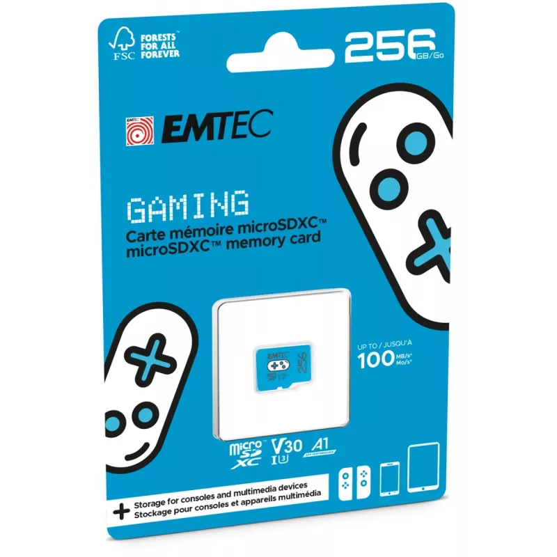 Cartão de memória EMTEC Gaming MicroSDXC 256 GB UHS-I U3 V30 A1