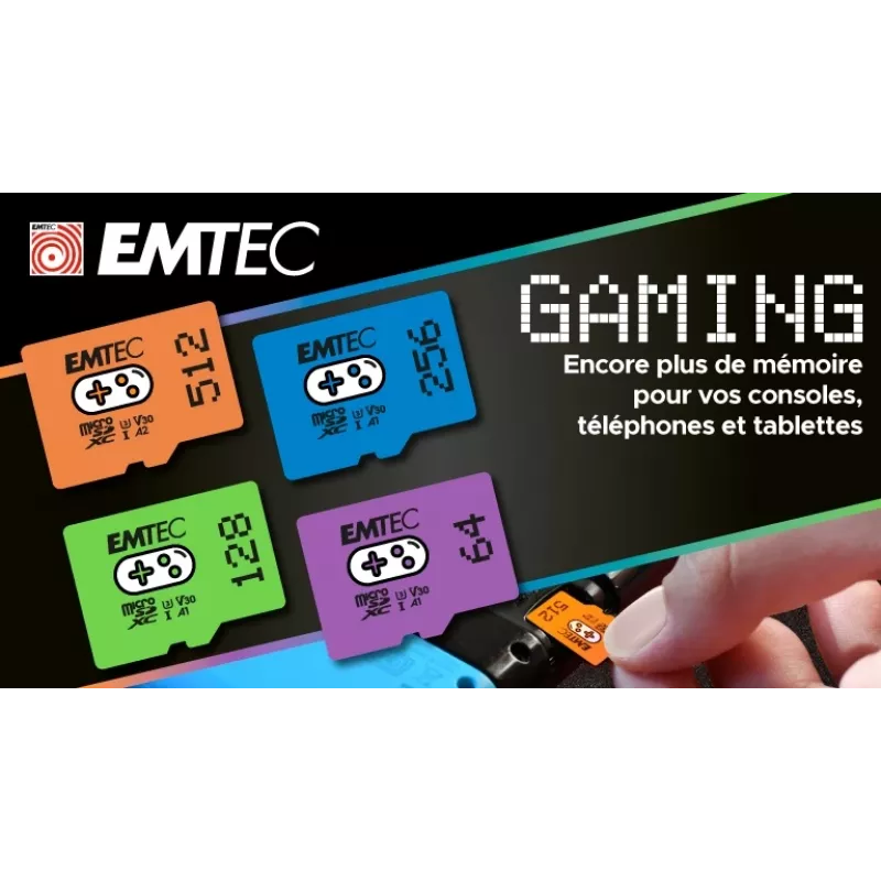 Cartão de memória EMTEC Gaming MicroSDXC 256 GB UHS-I U3 V30 A1