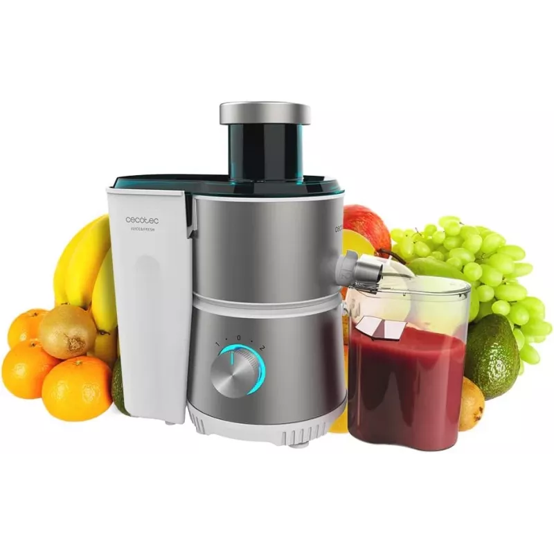 Cecotec Juice&Fresh 400 Titan White centrifugadora, 400 W, 2 velocidades, 20000 RPM, branco/prata