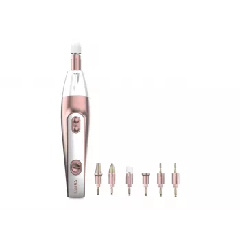 Cecotec PinkyCare 700 Perfect Nails conjunto elétrico de manicure e pedicure, broca para unhas, 7 acessórios, 2 velocidades, recarregável, rosa/branco