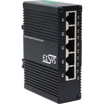 EXSYS EX-62030MPOE switch industrial 5 portas Gigabit PoE+ gerido via web