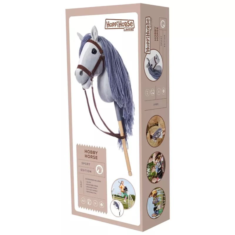TOOTINY cavalinho de peluche com cabo A3 HOPPIHORSE, cinzento