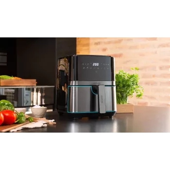 Cecotec Cecofry Full InoxBlack 5500 Pro Fritadeira de ar quente, 1700 W, 5,5 L, Preto/Aço inoxidável