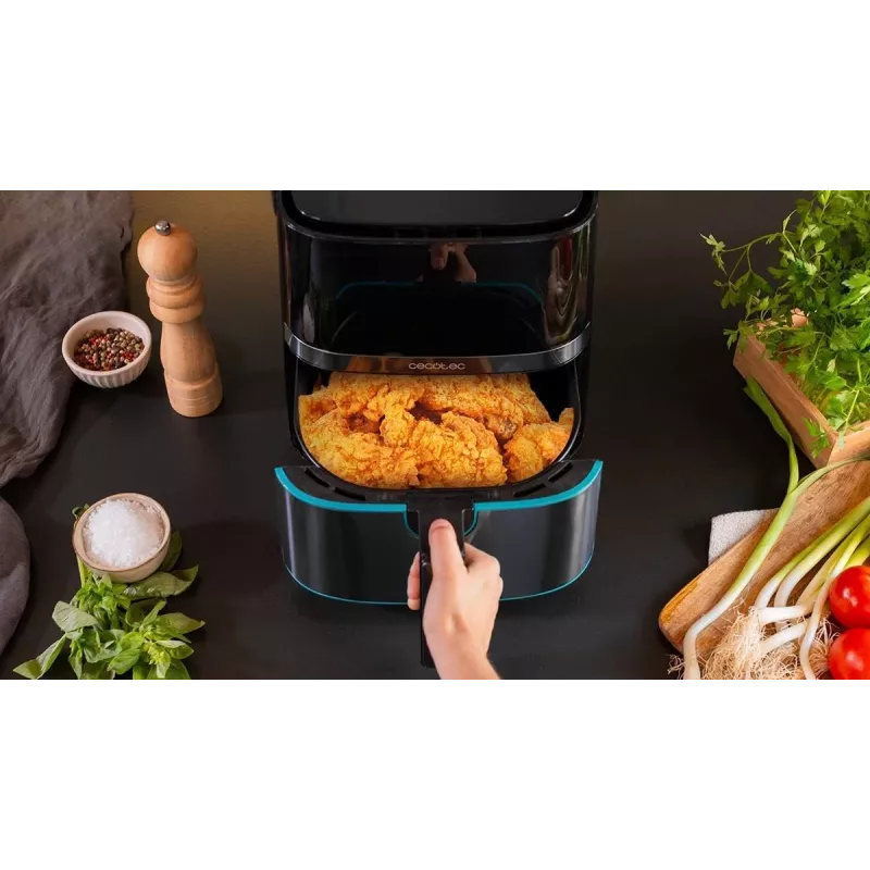 Cecotec Cecofry Full InoxBlack 5500 Pro Fritadeira de ar quente, 1700 W, 5,5 L, Preto/Aço inoxidável