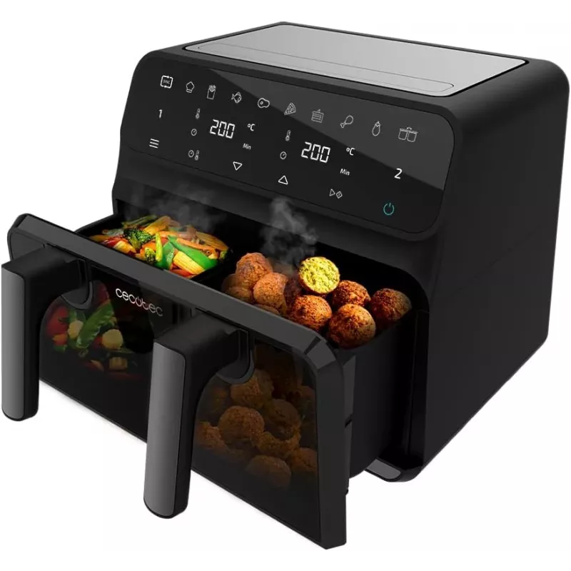 Cecotec Fritadeira de ar quente dupla Cecofry Advance 9000 Window 2200 W 9 L Preto