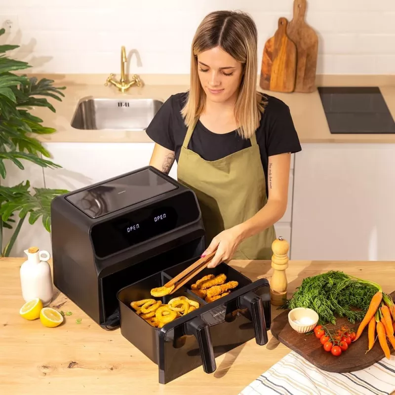 Cecotec Fritadeira de ar quente dupla Cecofry Advance 9000 Window 2200 W 9 L Preto