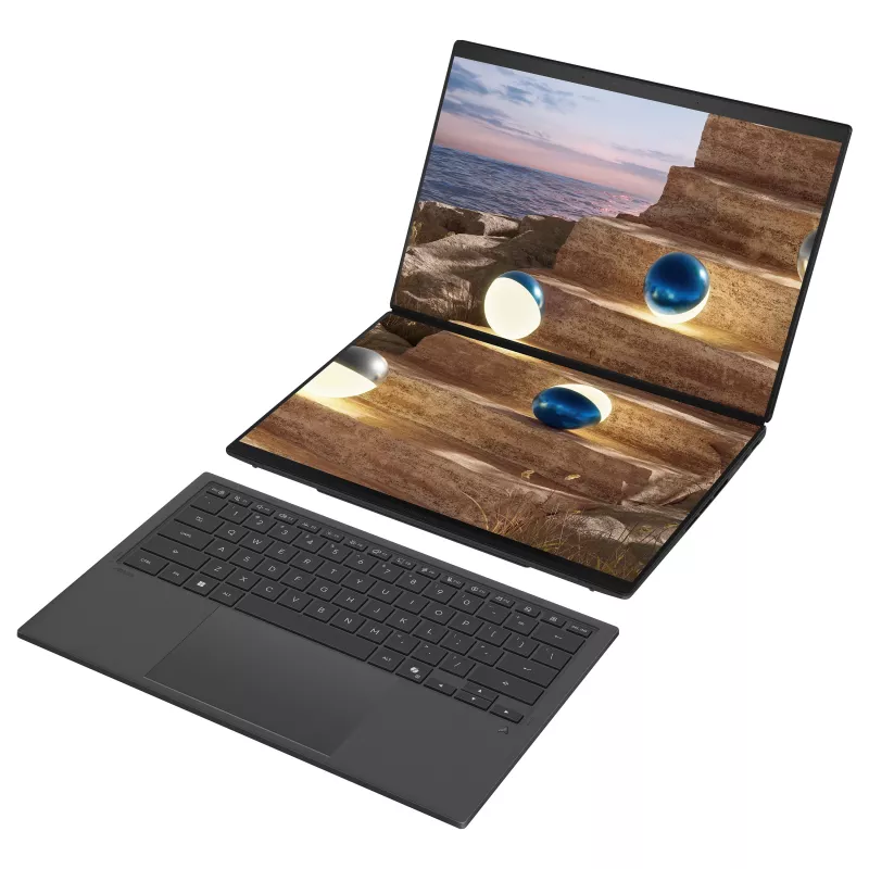 Portátil ASUS Zenbook Duo UX8407AA-SN469X Copilot+ PC, 14 polegadas 3K OLED Touch 144Hz, Intel Core Ultra 9 386H, 32GB LPDDR5x, 1TB SSD, Windows 11 Pro, teclado QWERTZ alemão
