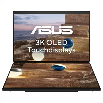 Portátil ASUS Zenbook Duo UX8407AA-SN469X Copilot+ PC, 14 polegadas 3K OLED Touch 144Hz, Intel Core Ultra 9 386H, 32GB LPDDR5x, 1TB SSD, Windows 11 Pro, teclado QWERTZ alemão