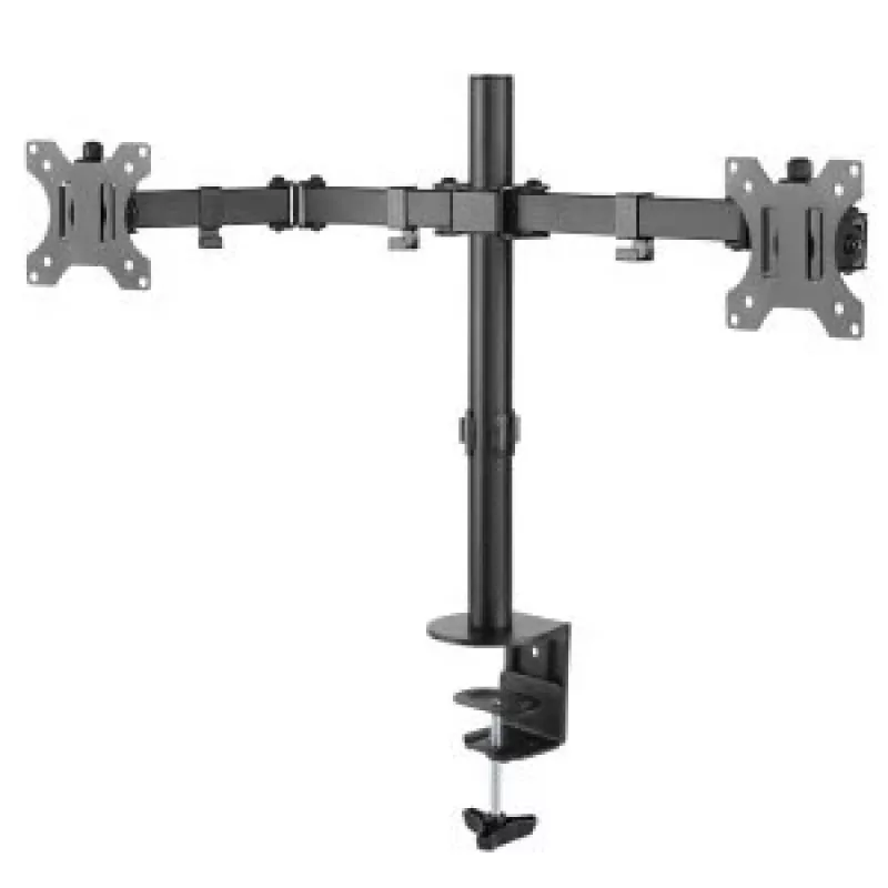 Suporte de secretária para monitor único Maclean MC-884 para ecrãs de 17-32 polegadas, preto, mola a gás, USB 3.0