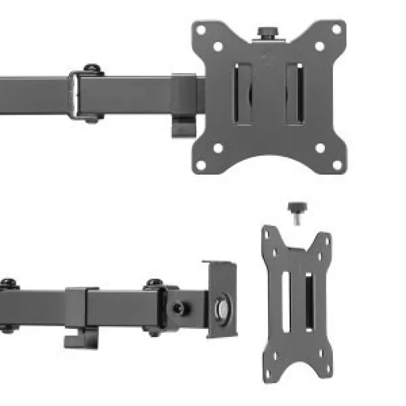 Suporte de secretária para monitor único Maclean MC-884 para ecrãs de 17-32 polegadas, preto, mola a gás, USB 3.0
