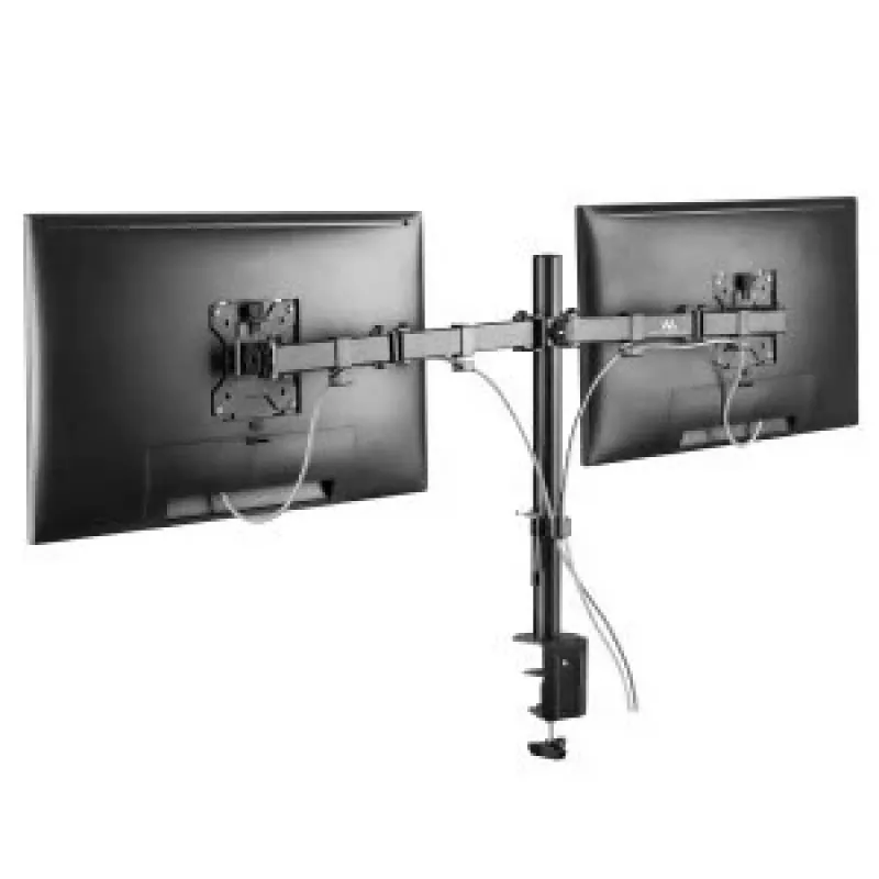 Suporte de secretária para monitor único Maclean MC-884 para ecrãs de 17-32 polegadas, preto, mola a gás, USB 3.0