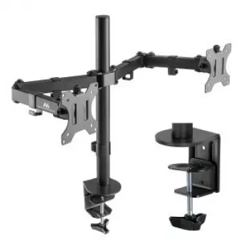 Suporte de secretária para monitor único Maclean MC-884 para ecrãs de 17-32 polegadas, preto, mola a gás, USB 3.0