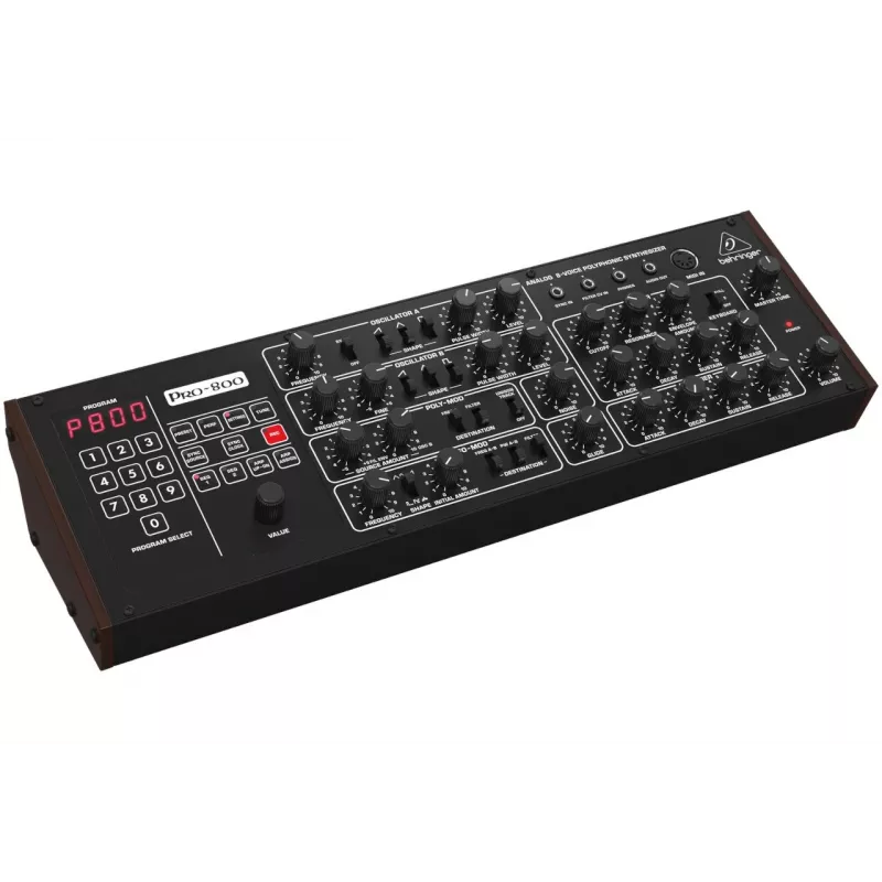Sintetizador analógico Behringer PRO-800 – módulo de secretária de 8 vozes com 16 VCOs, arpejador e Poly Chain