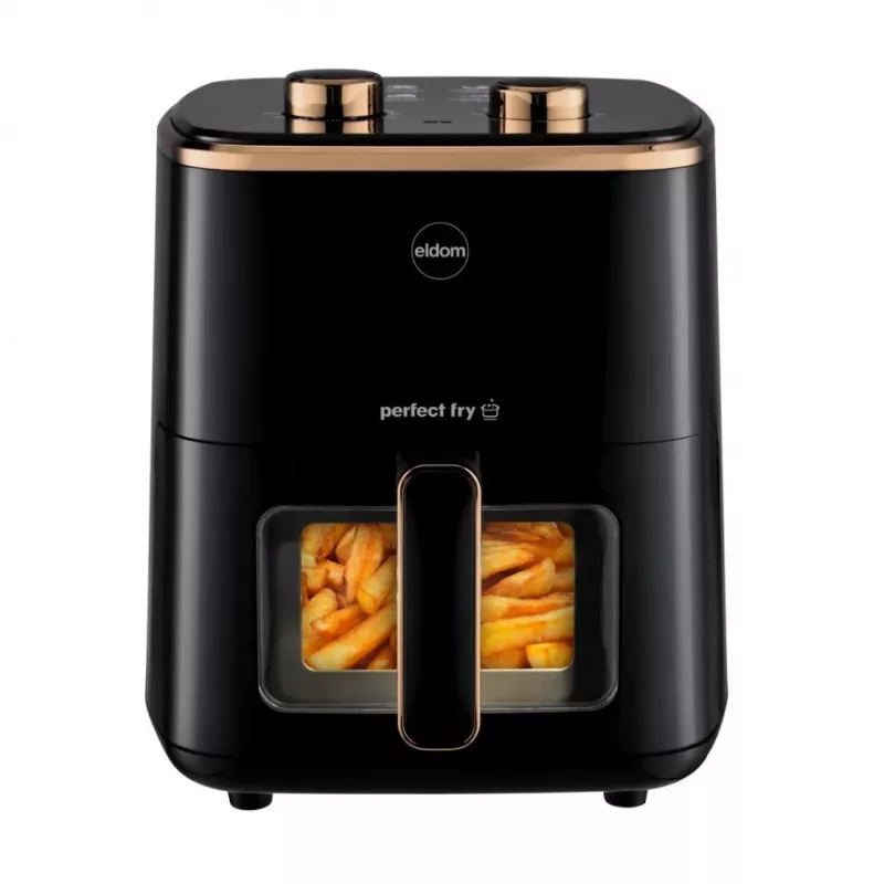 Fritadeira sem óleo ELDOM FRITTA 5,0 L temperatura ajustável temporizador 1500 W fritadeira de ar quente individual 5 L autónoma preta