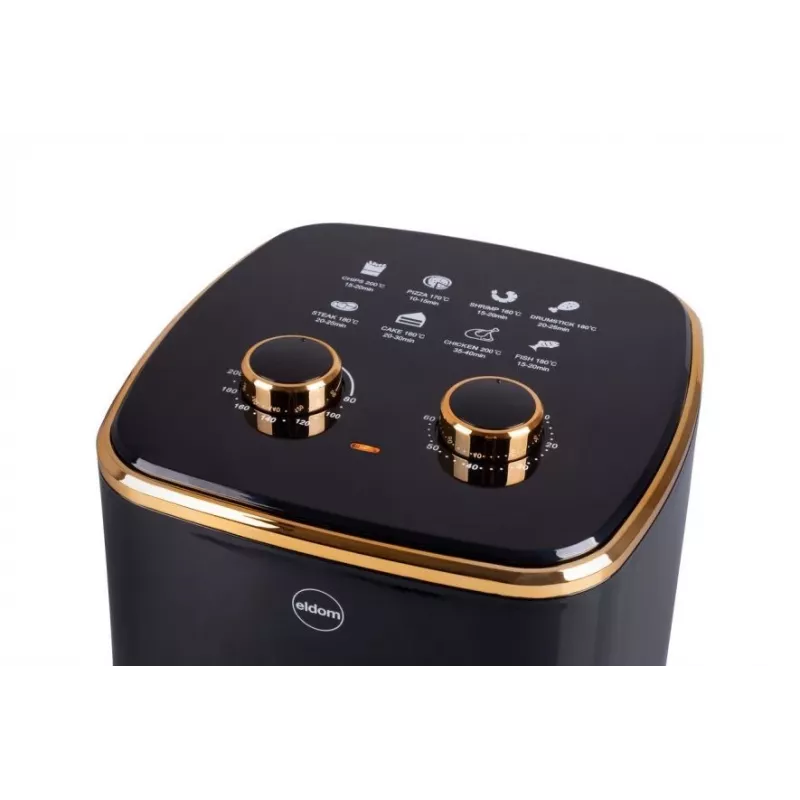 Fritadeira sem óleo ELDOM FRITTA 5,0 L temperatura ajustável temporizador 1500 W fritadeira de ar quente individual 5 L autónoma preta