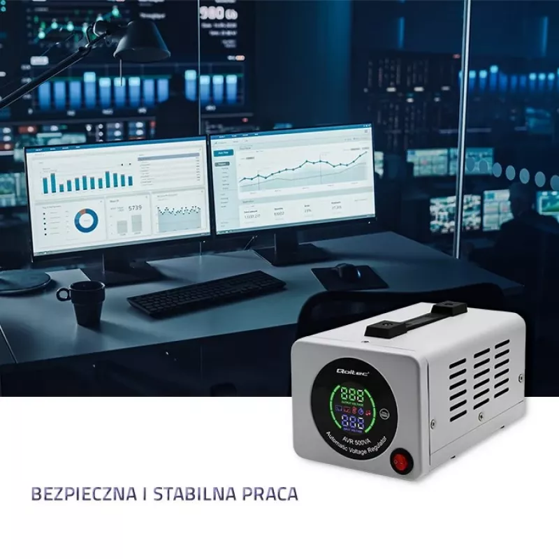 Qoltec 50722 estabilizador de tensão automático AVR 500VA 300W
