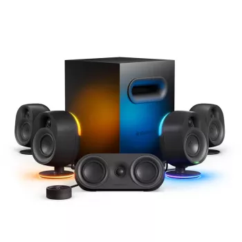 Sistema de altifalantes SteelSeries Arena 9 5.1 canais com subwoofer sem fios, Bluetooth 5.0, iluminação RGB, preto