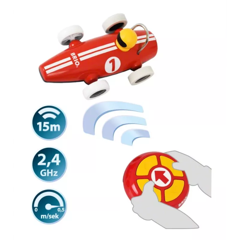 Carro de corrida com controlo remoto BRIO RC, vermelho/branco
