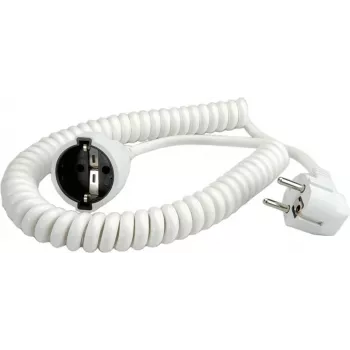 Cabo espiral Bachmann H05VV-F 3G1,5mm² 0,5m branco CEE7/7