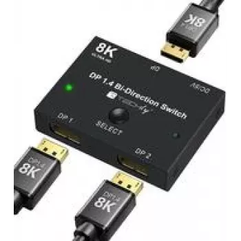 Switch DisplayPort 1.4 bidirecional TECHLY IDATA-DP-2DP-8KT 8K 2-in-1-out / 1-in-2-out splitter