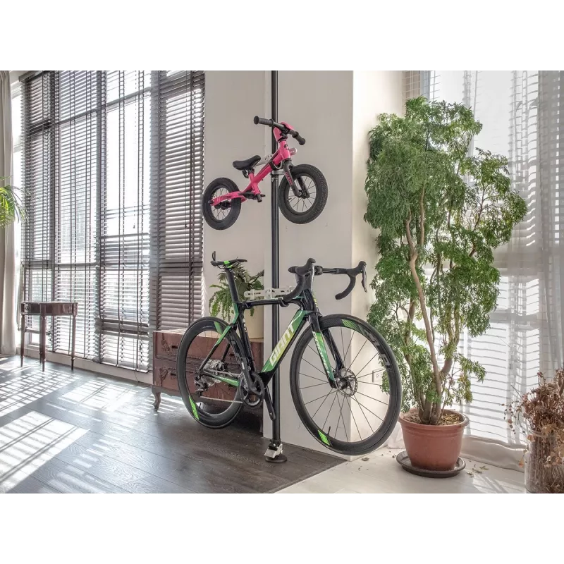 Topeak Dual-Touch Suporte de bicicleta de chão ao teto para 2 bicicletas, preto/prateado