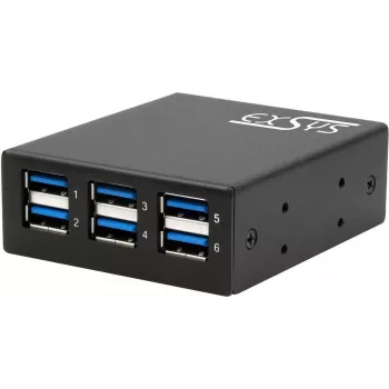 Exsys Hub USB 3.2 Gen 1 com proteção ESD 15kV, montagem em calha DIN, 6 portas (EX-11246HMS)