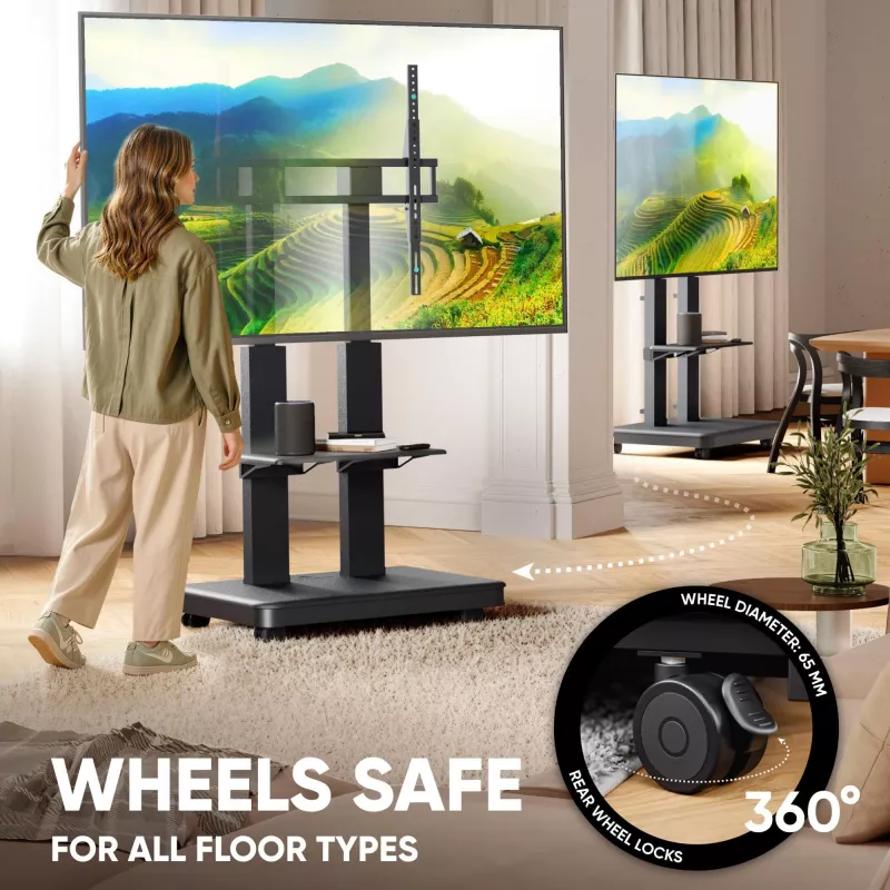ONKRON TS2811E-B Suporte de TV móvel para ecrãs de 50-120 polegadas, preto