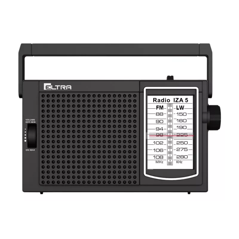 ELTRA Radio IZA-5 Rádio FM portátil preto com bandas AM LW, entrada AUX, alimentação por pilha/rede