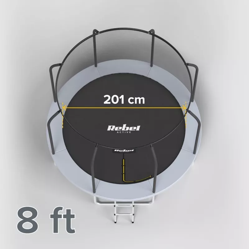 Trampolim REBEL Active PRO 8ft/244cm com rede de segurança e escada