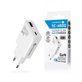 Carregador de parede USB-C EVERACTIVE GaN QC3.0 45W SC-460Q branco