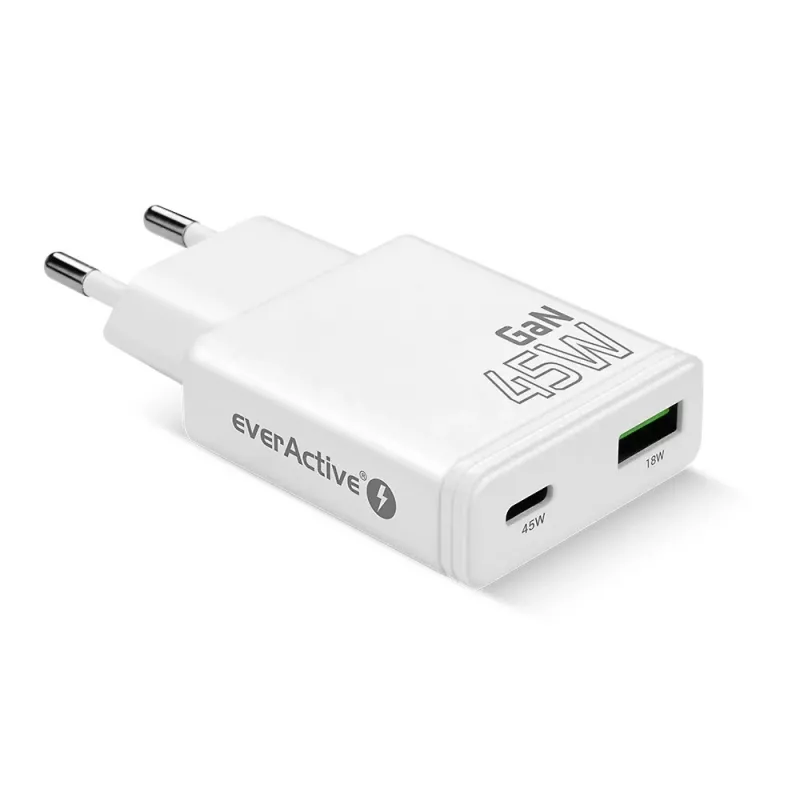 Carregador de parede USB-C EVERACTIVE GaN QC3.0 45W SC-460Q branco