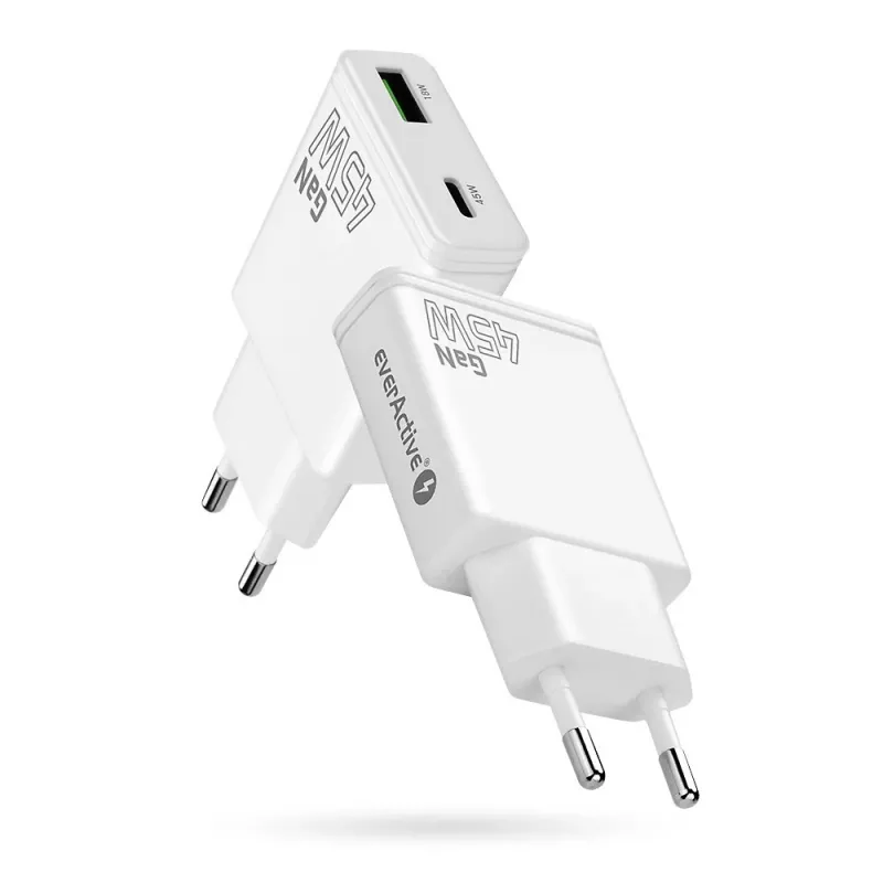 Carregador de parede USB-C EVERACTIVE GaN QC3.0 45W SC-460Q branco
