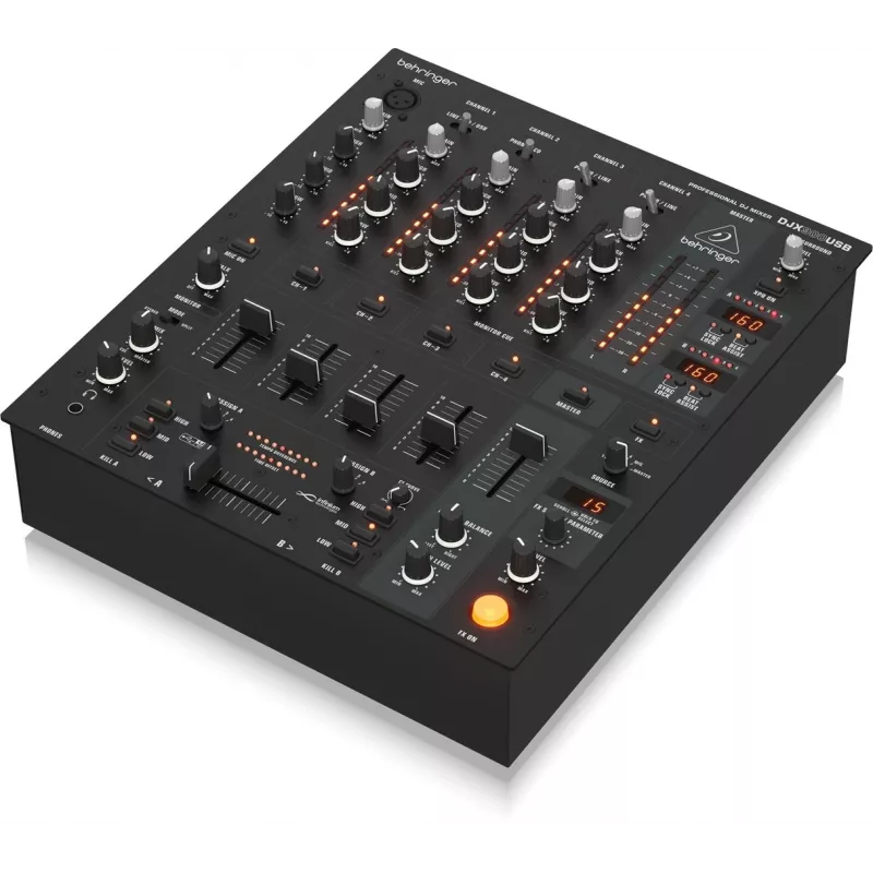 Misturadora DJ profissional Behringer DJX900USB de 5 canais com crossfader VCA sem contacto INFINIUM, efeitos digitais avançados e interface USB/áudio