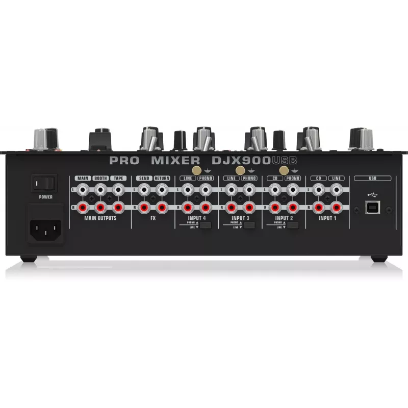 Misturadora DJ profissional Behringer DJX900USB de 5 canais com crossfader VCA sem contacto INFINIUM, efeitos digitais avançados e interface USB/áudio