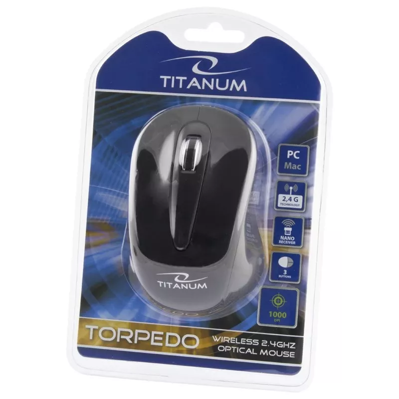 Rato ótico sem fios ESPERANZA Titanum TM104K 1000 DPI, 2,4 GHz, 3 botões, preto
