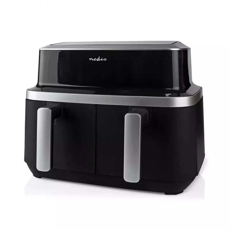 Nedis KAAF320BK fritadeira de ar quente de cesto duplo, 4,2 l, 80-200 °C, temporizador de 60 min, preta