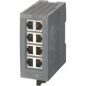Switch Ethernet industrial não gerido Siemens 6GK5008-0BA10-1AB2 SCALANCE XB008, 8 portas 10/100 Mbps, montagem em calha DIN