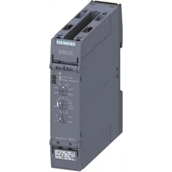 Relé de monitorização analógico Siemens 3UG5514-1BR20 para falha de fase, sequência de fases, assimetria, subtensão, sobretensão, 160-690 V AC, 2 contactos reversíveis, montagem em calha DIN