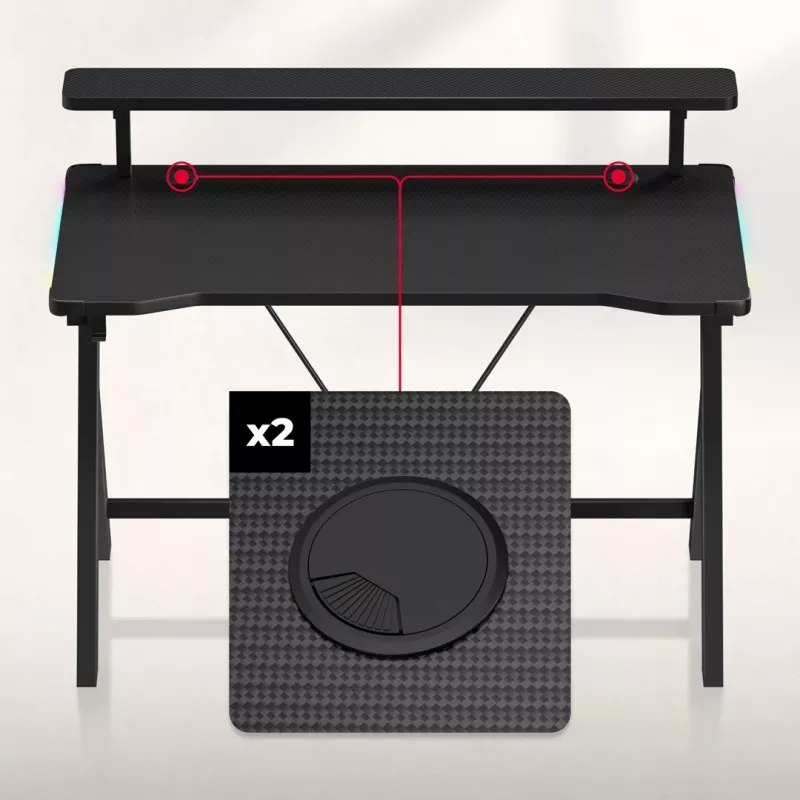 HUZARO Hero 1.9 RGB Secretária Gaming Preta