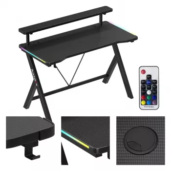 HUZARO Hero 1.9 RGB Secretária Gaming Preta