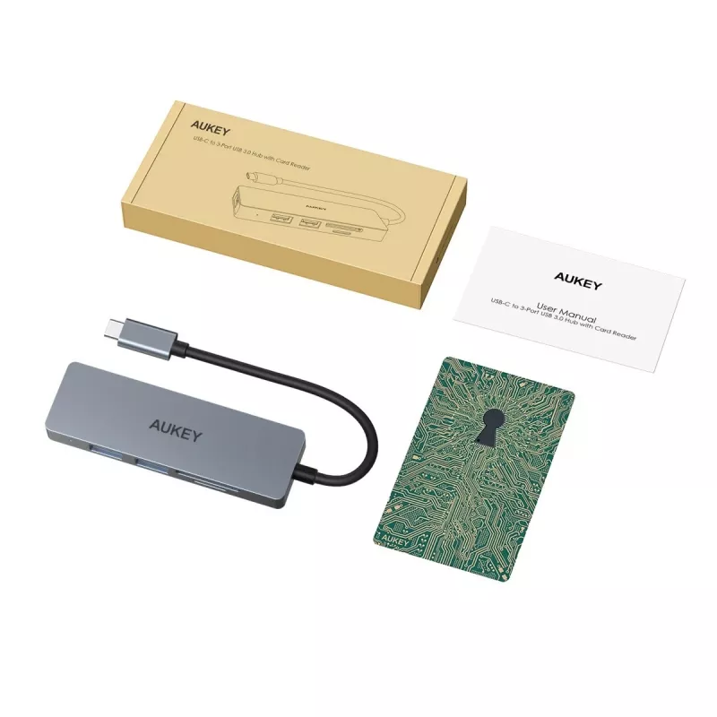 AUKEY CB-C63 Hub USB-C Ultra Slim 4-em-1 Alumínio Cinzento Espacial
