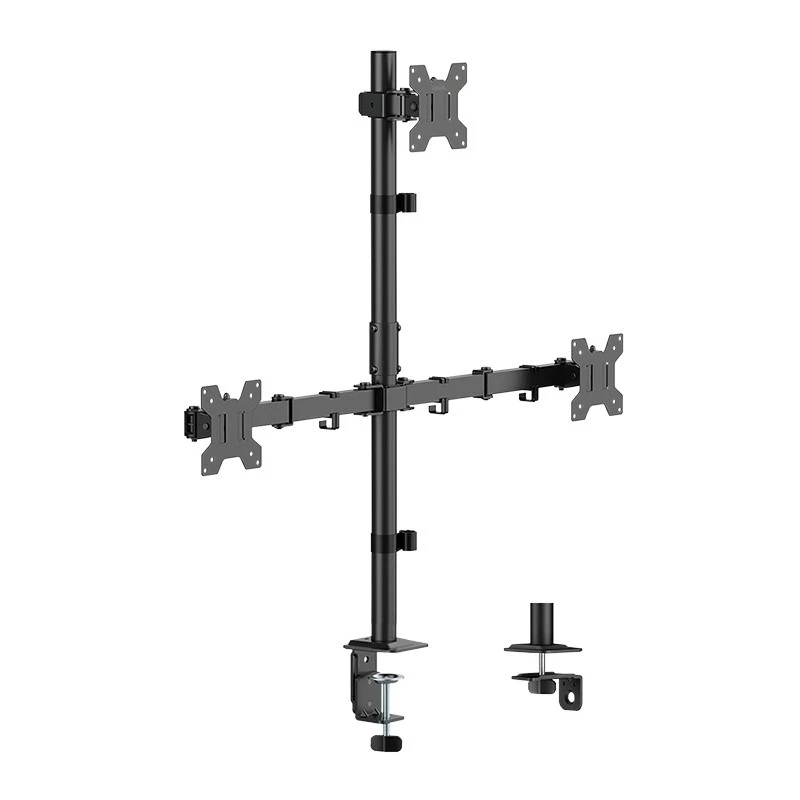 LOGILINK Suporte para Três Monitores para Ecrãs 17-27 Polegadas, 10 kg por Braço, Preto