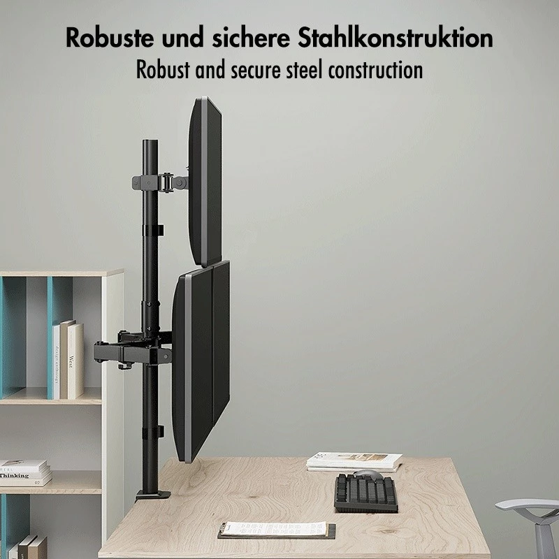 LOGILINK Suporte para Três Monitores para Ecrãs 17-27 Polegadas, 10 kg por Braço, Preto