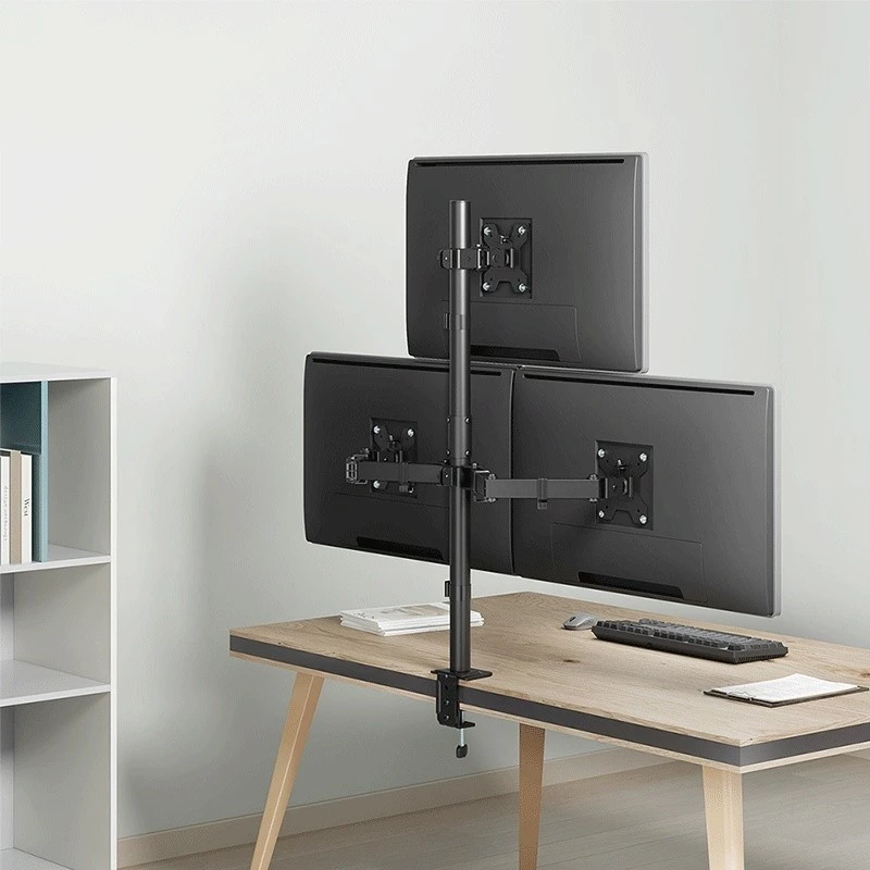 LOGILINK Suporte para Três Monitores para Ecrãs 17-27 Polegadas, 10 kg por Braço, Preto